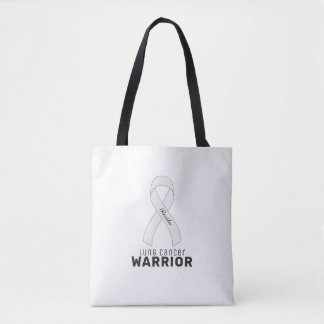 Lung Cancer Ribbon White Tote Bag