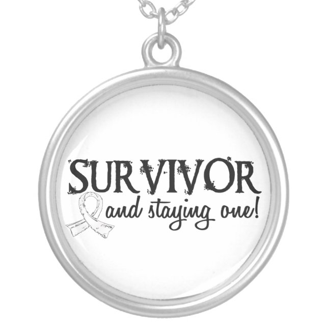 Lung Cancer Survivor 18 Silver Plated Necklace (Front)