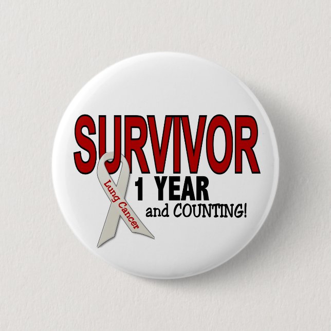 Lung Cancer Survivor 1 Year Pinback Button (Front)