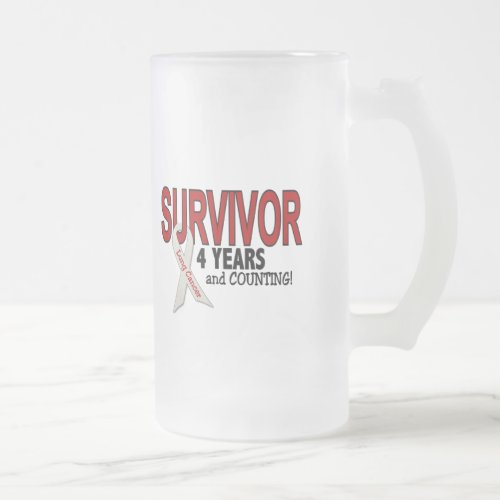 Lung Cancer Survivor 4 Years Frosted Glass Beer Mug