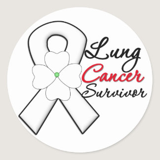Lung Cancer Survivor Flower Ribbon Classic Round Sticker