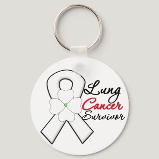 Lung Cancer Survivor Flower Ribbon Keychain