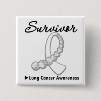 Lung Cancer Survivor Gemstone Ribbon Button