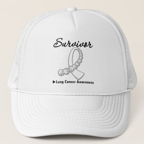 Lung Cancer Survivor Gemstone Ribbon Trucker Hat