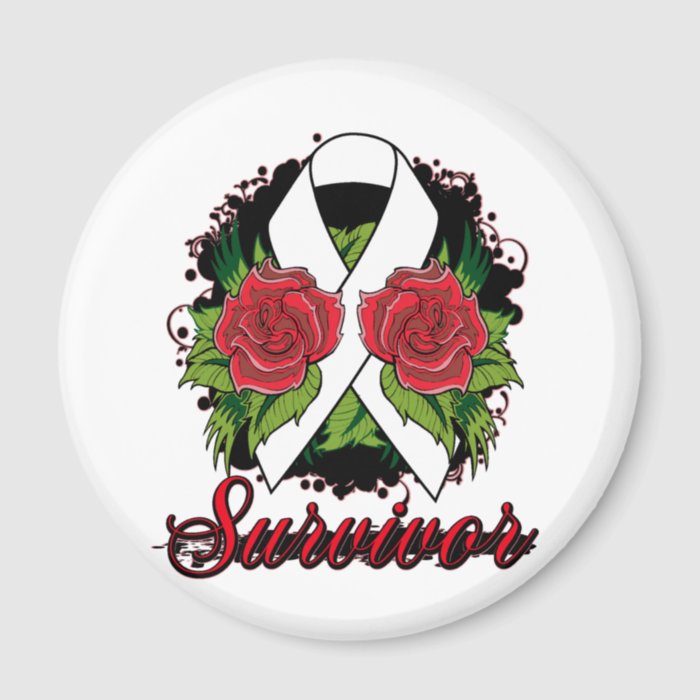 Lung Cancer Survivor Rose Tattoo Refrigerator Magnets