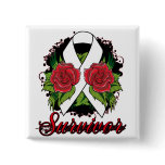 Lung Cancer Survivor Rose Tattoo Pinback Button