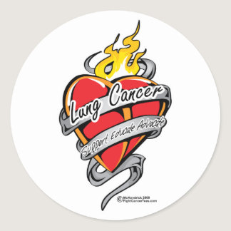 Lung Cancer Tattoo Heart Classic Round Sticker