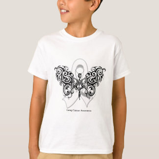 Lung Cancer Tribal Butterfly Ribbon T-Shirt