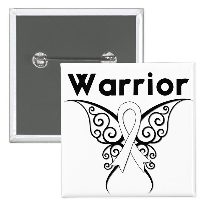 Lung Cancer Warrior Tribal Butterfly Pinback Buttons