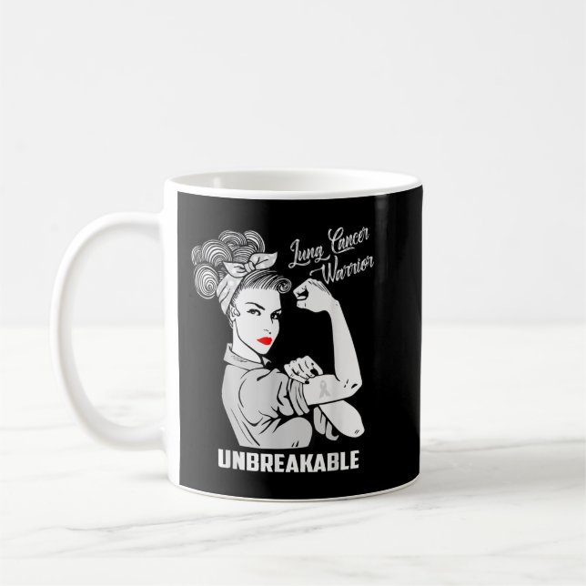 Lung Cancer Warrior Unbreakable T Shirt Awareness  Coffee Mug (Left)