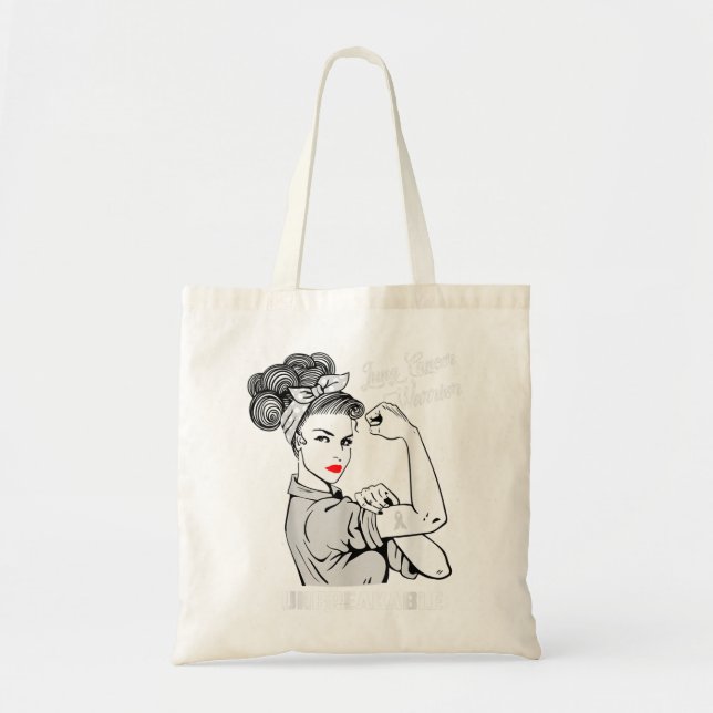 Lung Cancer Warrior Unbreakable T Shirt Awareness  Tote Bag (Front)