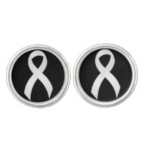 Lung Cancer White Ribbon Cufflinks