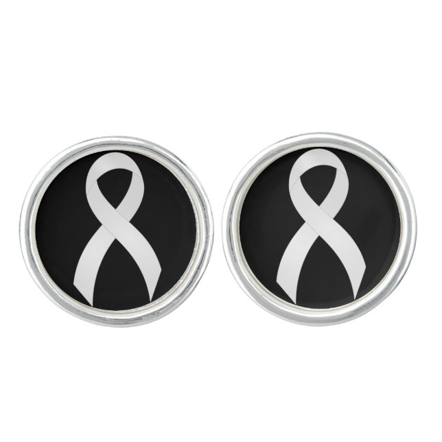 Lung Cancer White Ribbon Cufflinks (Front)