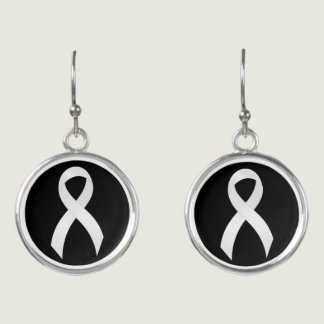 Lung Cancer White Ribbon Earrings