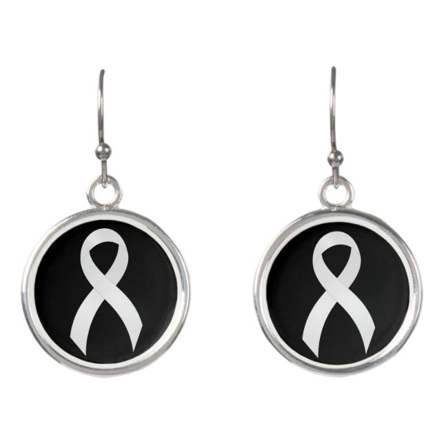 Lung Cancer White Ribbon Earrings (Front)