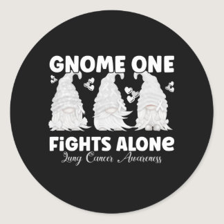 Lung Cancer White Ribbon Gnome Classic Round Sticker