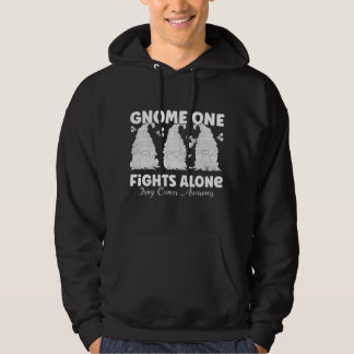 Lung Cancer White Ribbon Gnome Hoodie