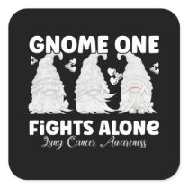 Lung Cancer White Ribbon Gnome Square Sticker