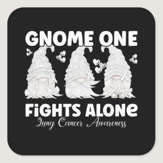 Lung Cancer White Ribbon Gnome Square Sticker