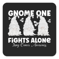 Lung Cancer White Ribbon Gnome Square Sticker