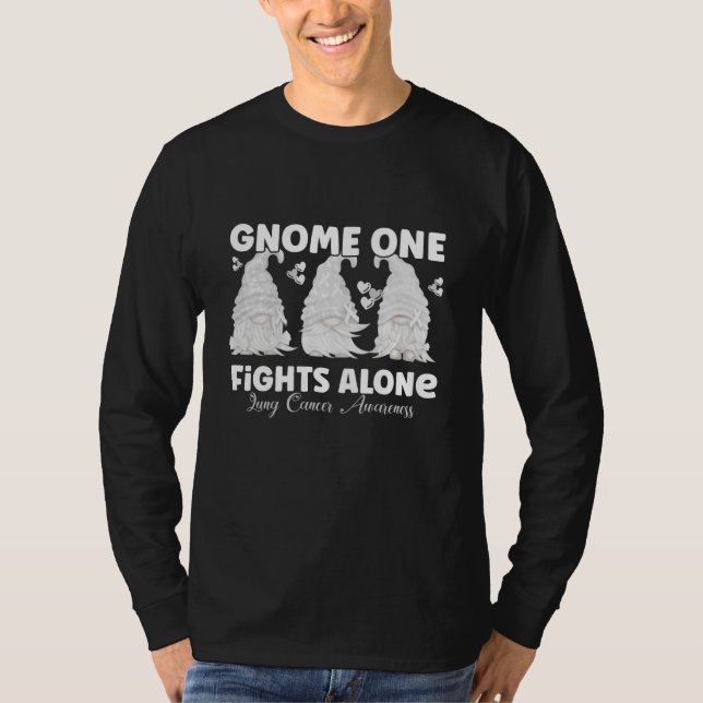 Lung Cancer White Ribbon Gnome T-Shirt (Front)