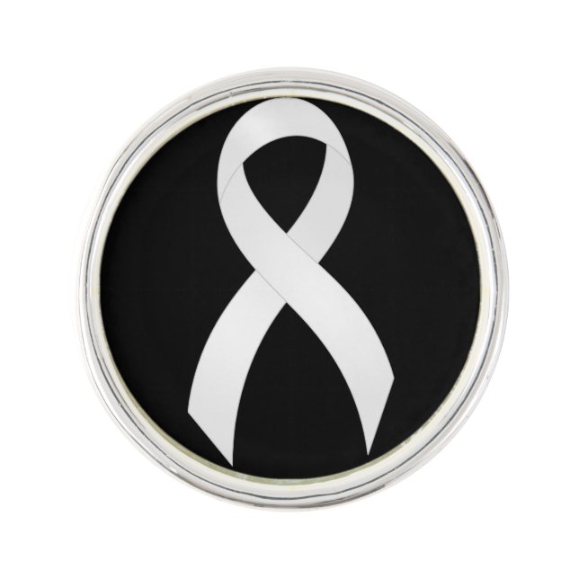 Lung Cancer White Ribbon Lapel Pin (Front)
