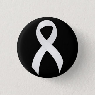 Lung Cancer White Ribbon Pinback Button