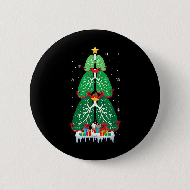 Lung Christmas Tree Respiratory Therapy Xmas Thera Button (Front)