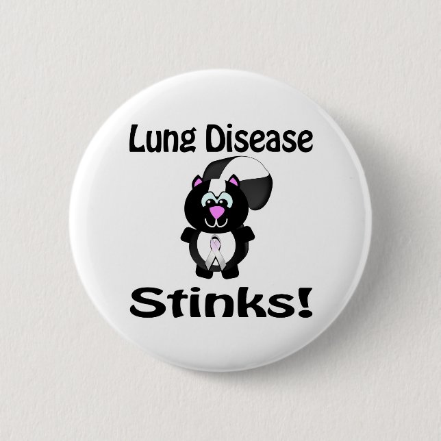 Lung Disease Stinks Skunk Awareness Design Button (Front)
