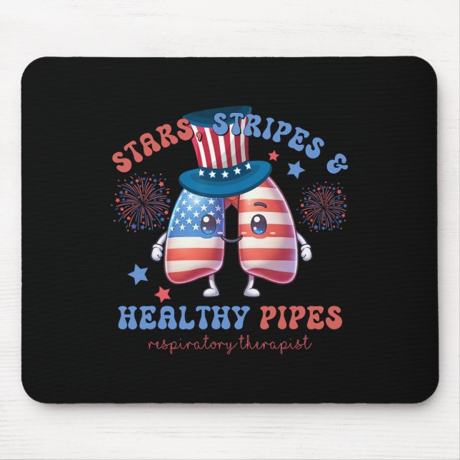 Lung Squad Respiratory Therapist Patriotic 4th Of  Mouse Pad (Front)