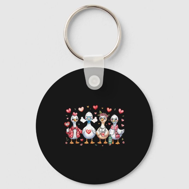 Lung Squad Resratory Therast Silly Goose Valentine Keychain (Front)