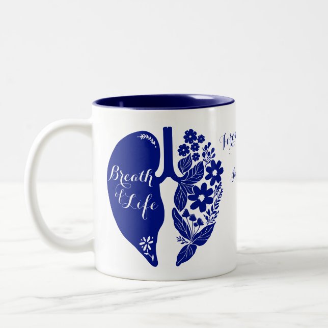Lung Transplant Wildflower Breath of Life Custom Two-Tone Coffee Mug (Left)