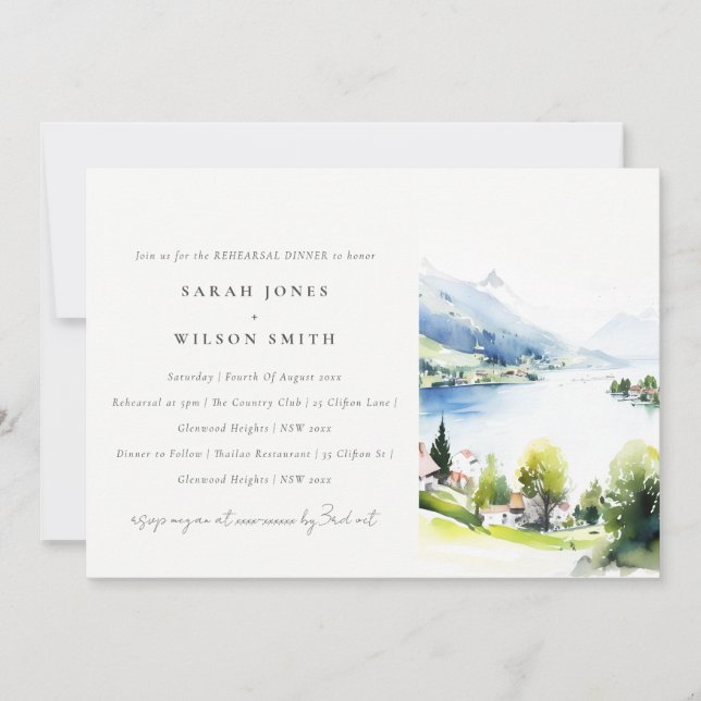 Lungern Switzerland Landscape Rehearsal Dinner Invitation (Front)