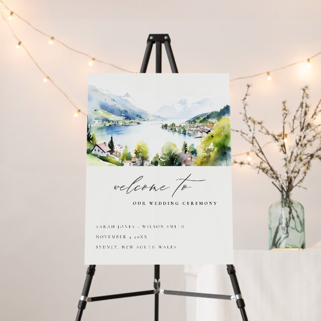 Lungern Switzerland Landscape Wedding Welcome Foam Board (In Situ (Stand))