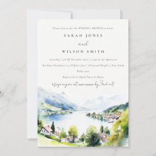 Lungern Switzerland Watercolor Wedding Shower Invitation