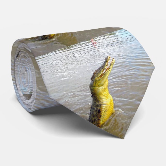 Lunging Australian Crocodile, Neck Tie (Rolled)