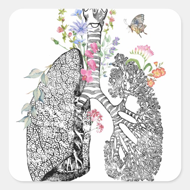 Lungs Art Square Sticker (Front)