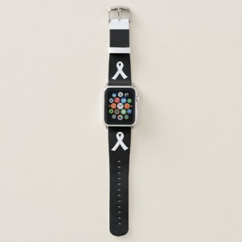 Lungs Cancer Awareness White Ribbon Apple Watch Band by nadil2 at Zazzle