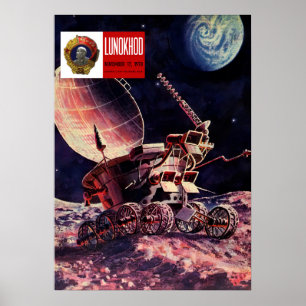 Lunokhod, USSR, 1973 — Soviet vintage space post Poster