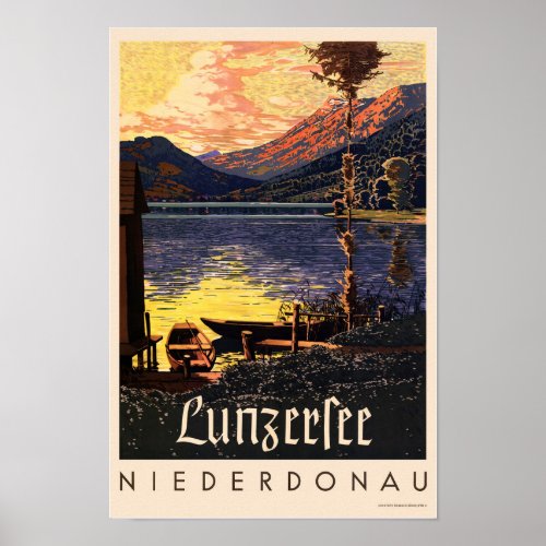 Lunzersee Niederdonau Austria Vintage Poster 1938