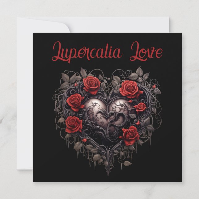 Lupercalia Black Thorns & Roses Heart Valentine's Holiday Card (Front)