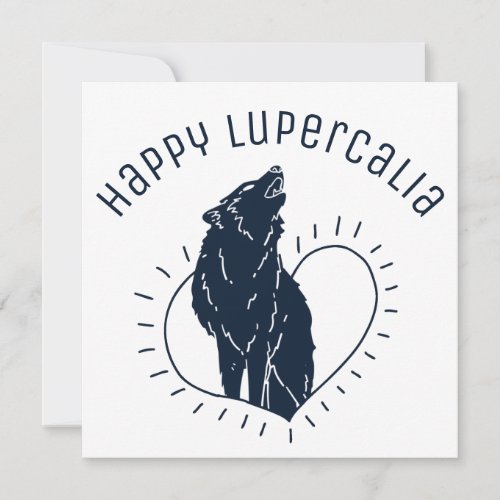 Lupercalia Howling Wolf Heart Holiday Card