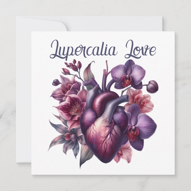 Lupercalia Love Gothic Anatomical Heart Flowers Holiday Card (Front)