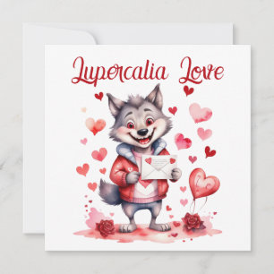 Lupercalia Love Sweet Wolf Hearts Valentine's Day Holiday Card