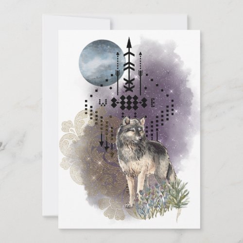 Lupercalia Wolf Moon Magick Arrows  Stars Holiday Card