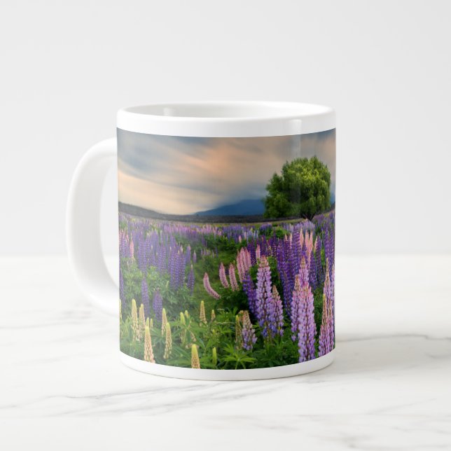 Lupin Field in New Zealand Giant Coffee Mug (Front Left)