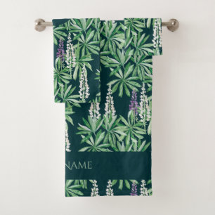 Lupin flower bath towel set