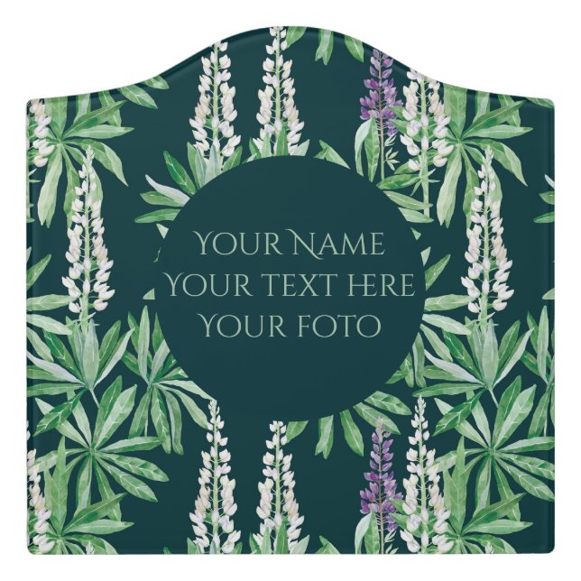 Lupin flower door sign (Large Crest Front)