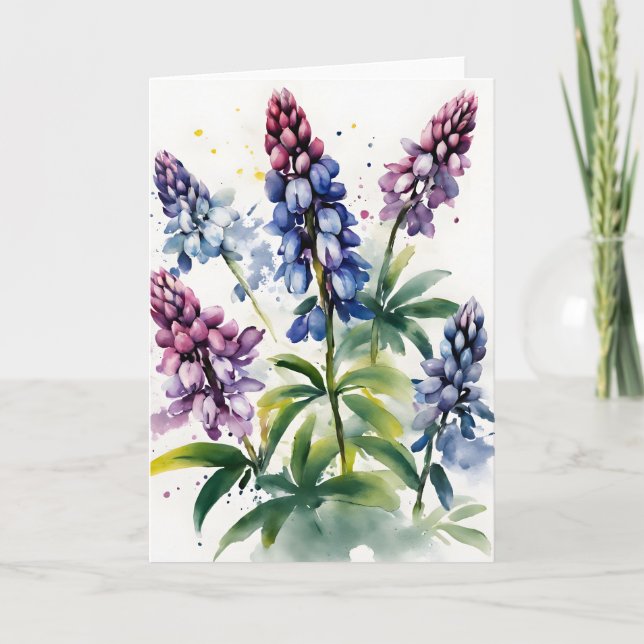Lupin - Watercolor flowers Card (Front)
