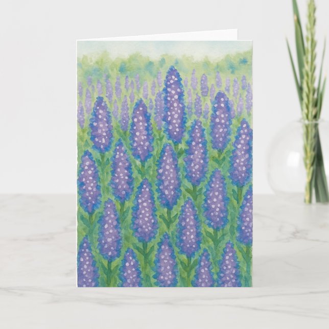 Lupine Field Watercolor Blank Greeting  Card (Front)